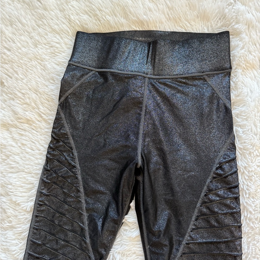 Carbon38 Black Shimmer Moto Leggings - Picture 13 of 16